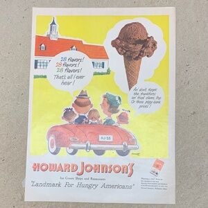 Vintage Life Magazine July 2, 1951 Howard Johnson Ice Cream & Restaurant ad